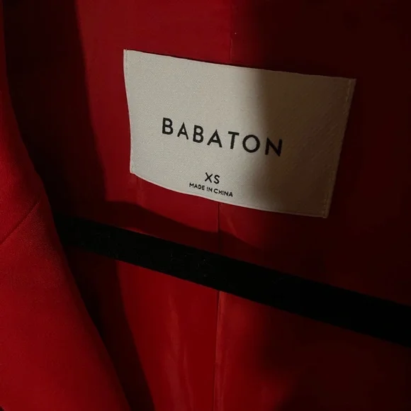 Red cropped Babaton Blazer, Size XS. - Picture 4 of 5